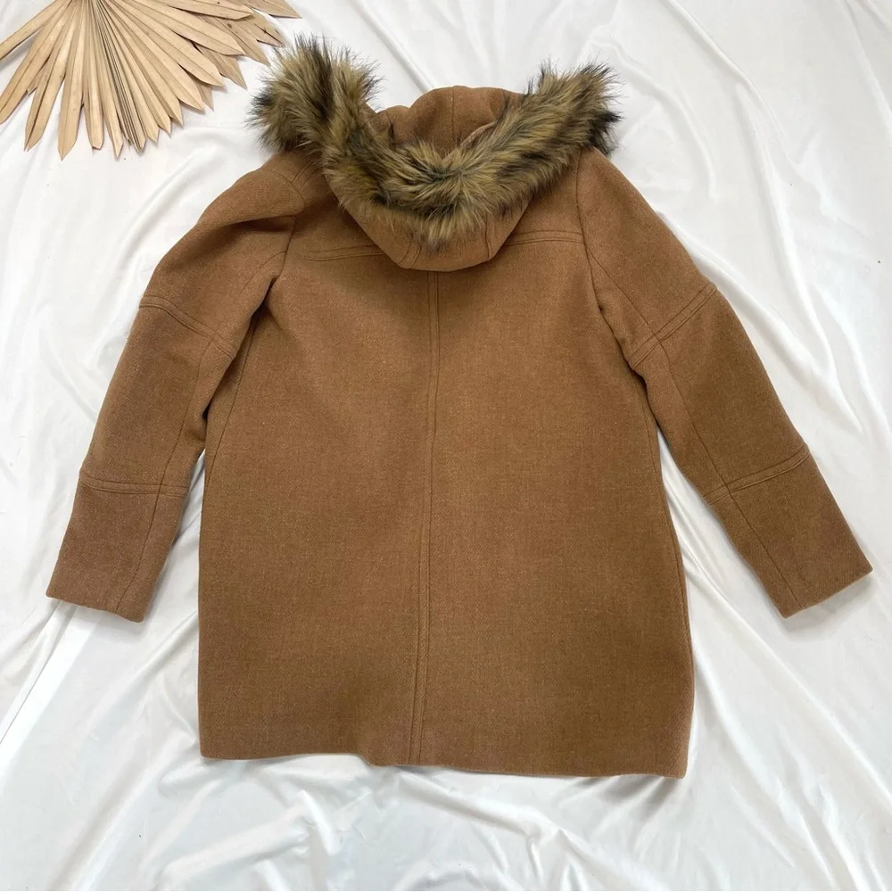 J. Crew Chateau Parka Italian Stadium Cloth Nello Gori Wool Faux Fur Jacket Coat - Picture 7 of 8
